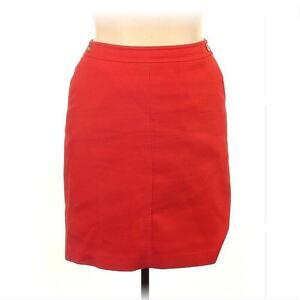 Talbots Red Tulip Skirt Cotton Lined Gold Buttons 2 Pockets Sz 14W Holiday Party